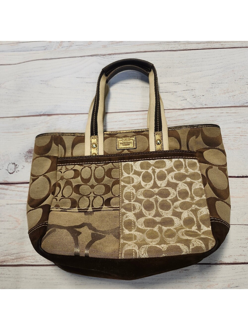 Coach Vintage Signature Patchwork Tote Bag Brown - Picture 13 of 13